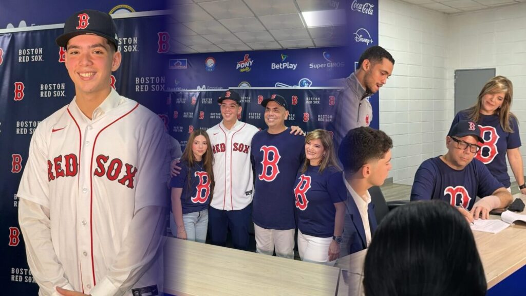 Harry Canedo firma con los Boston Red Sox